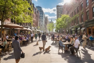 Scène urbaine animée et pleine de vie
