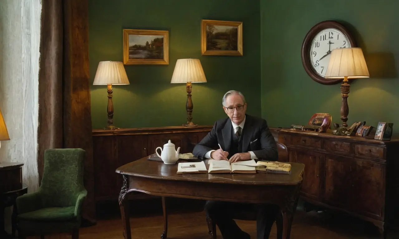 Une pièce éclairée, table en bois et livres