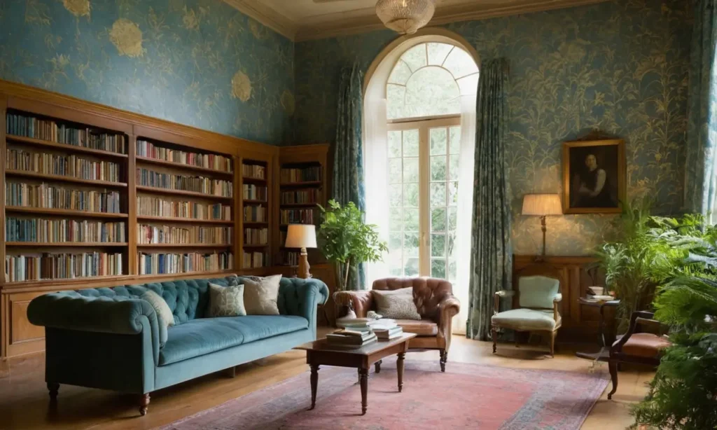 Bibliothèque paisible inondée de lumière