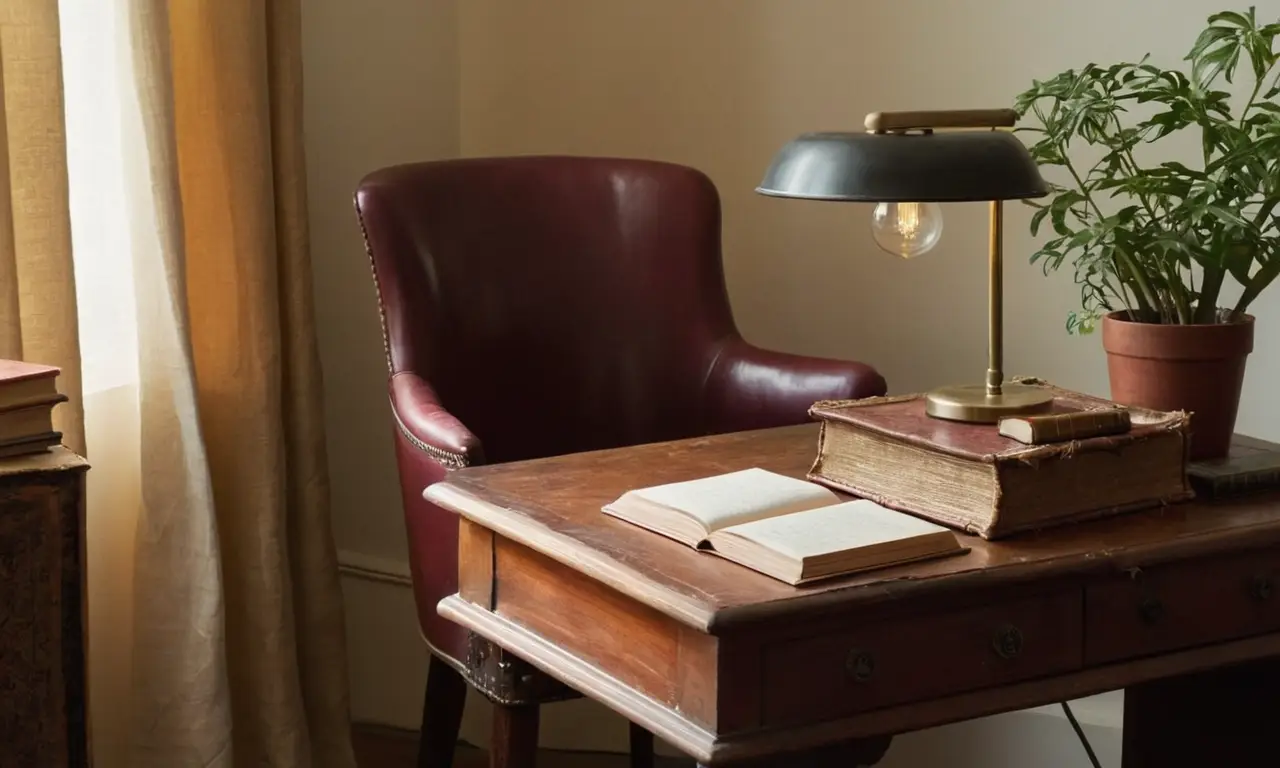 Un bureau en bois avec ambiance intellectuelle