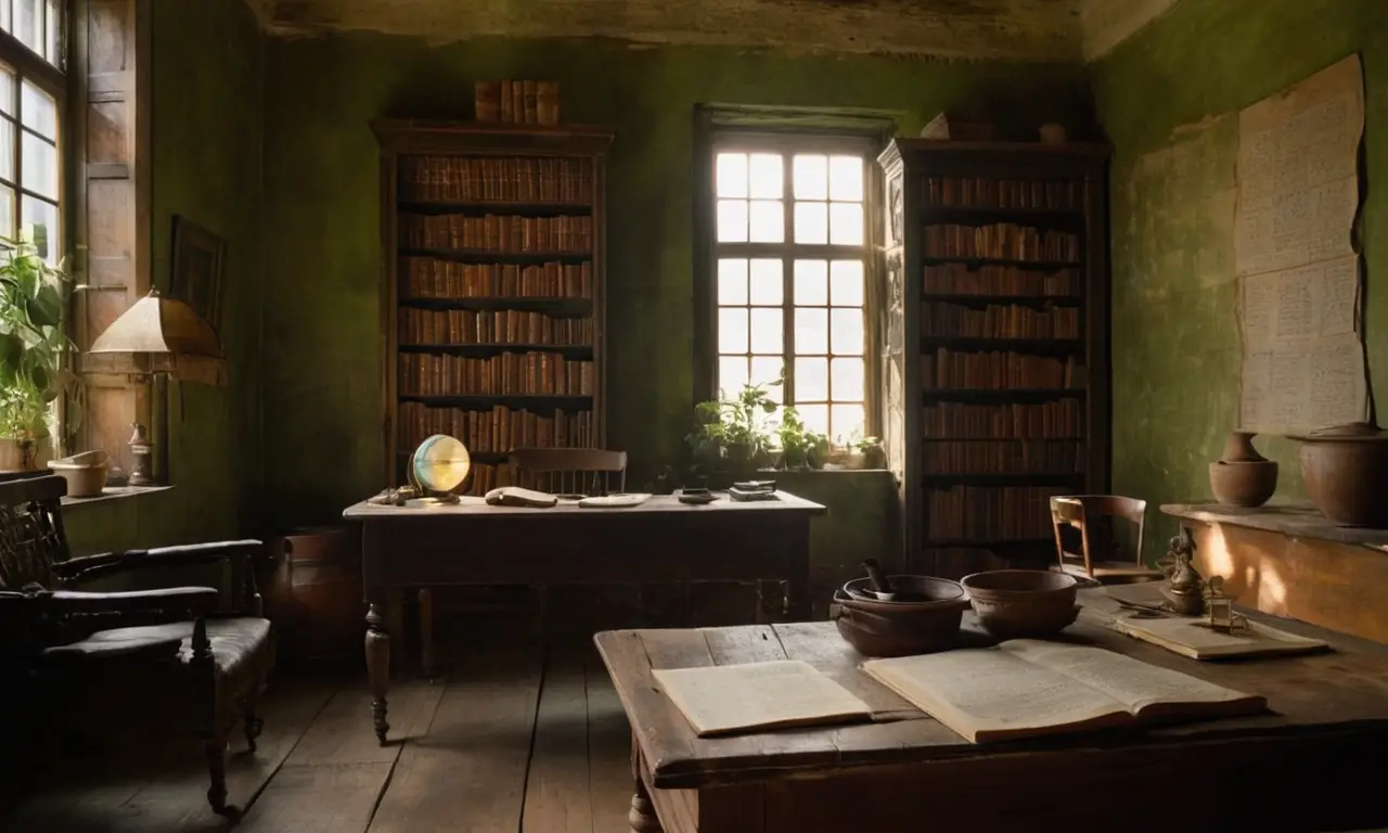 Une pièce sombre pleine de livres anciens