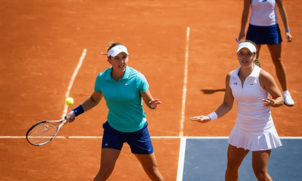 Court de tennis animé sous un soleil éclatant