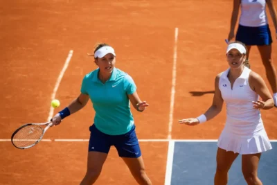 Court de tennis animé sous un soleil éclatant