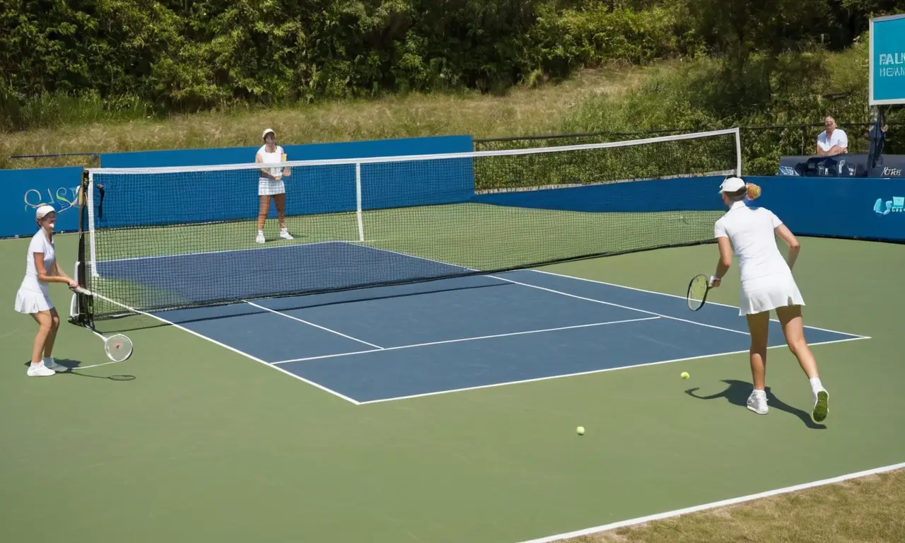 Terrain de tennis ensoleillé, intensité palpable