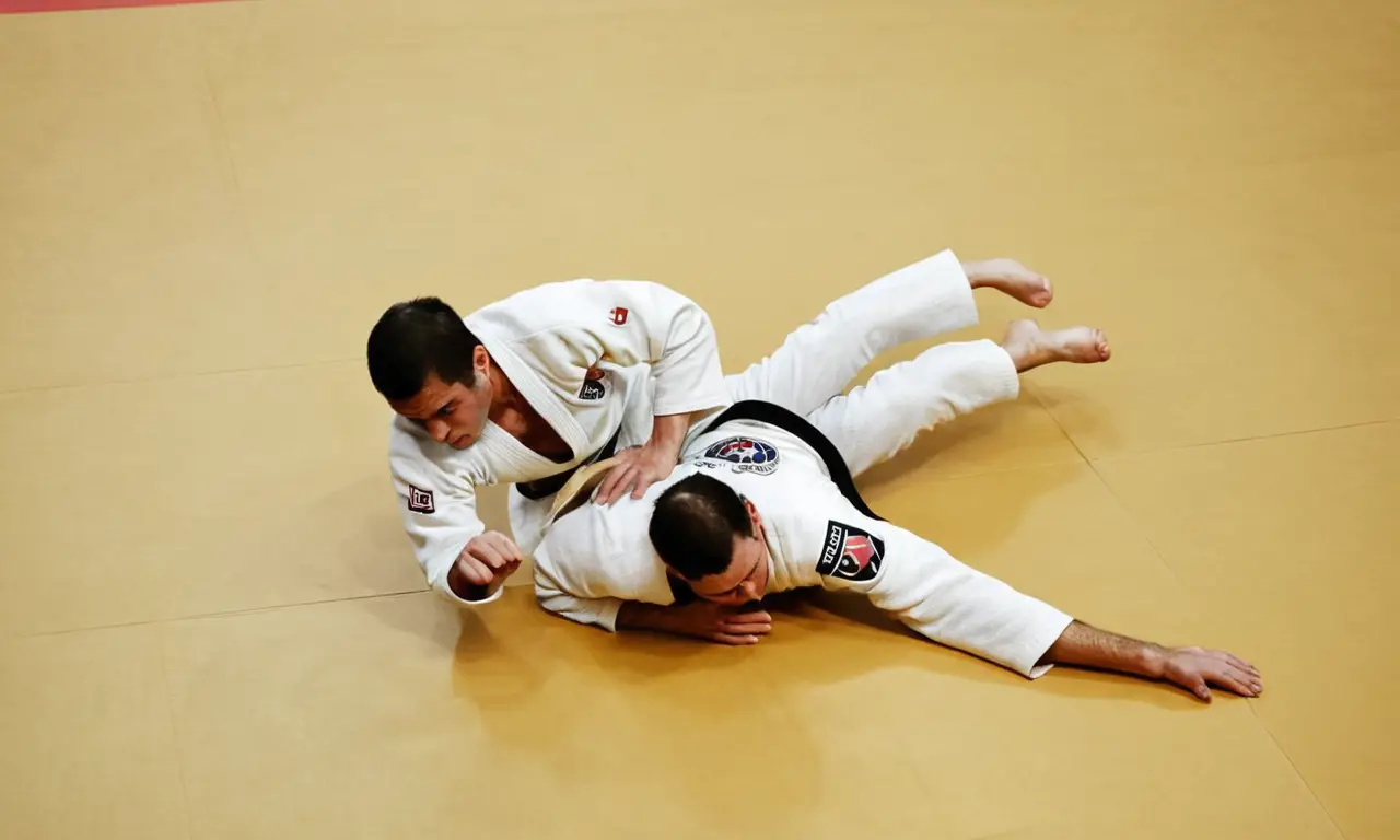 Judoka exécutant un ippon, victoire palpable