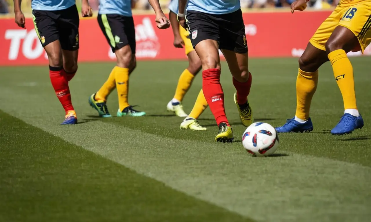 Un terrain de football animé et coloré