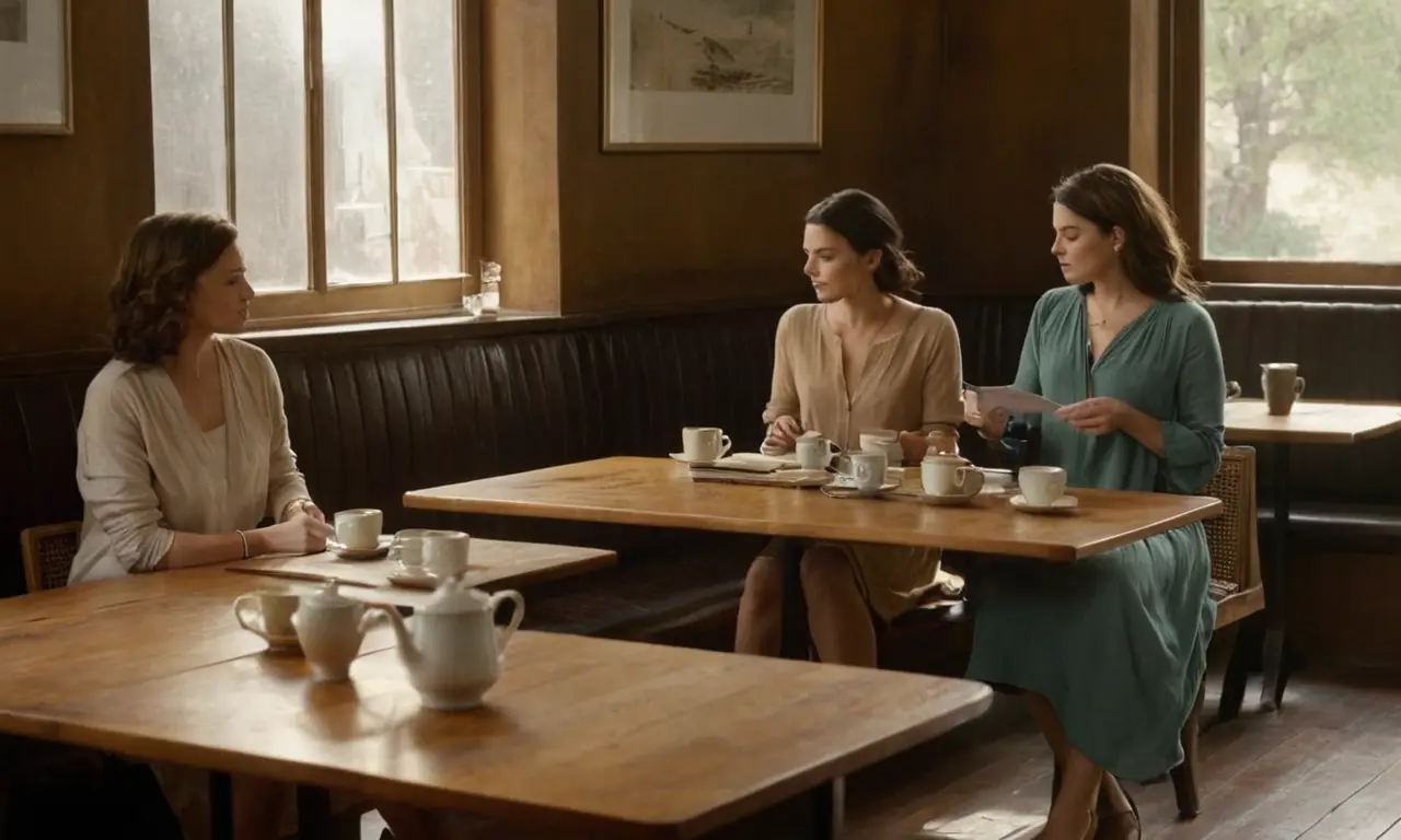 Café intime avec femmes en conversation profonde