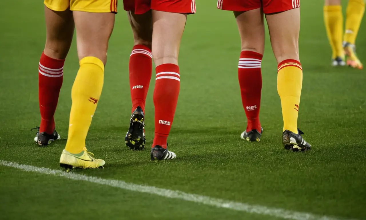 Terrain de football vibrant, joueurs en action