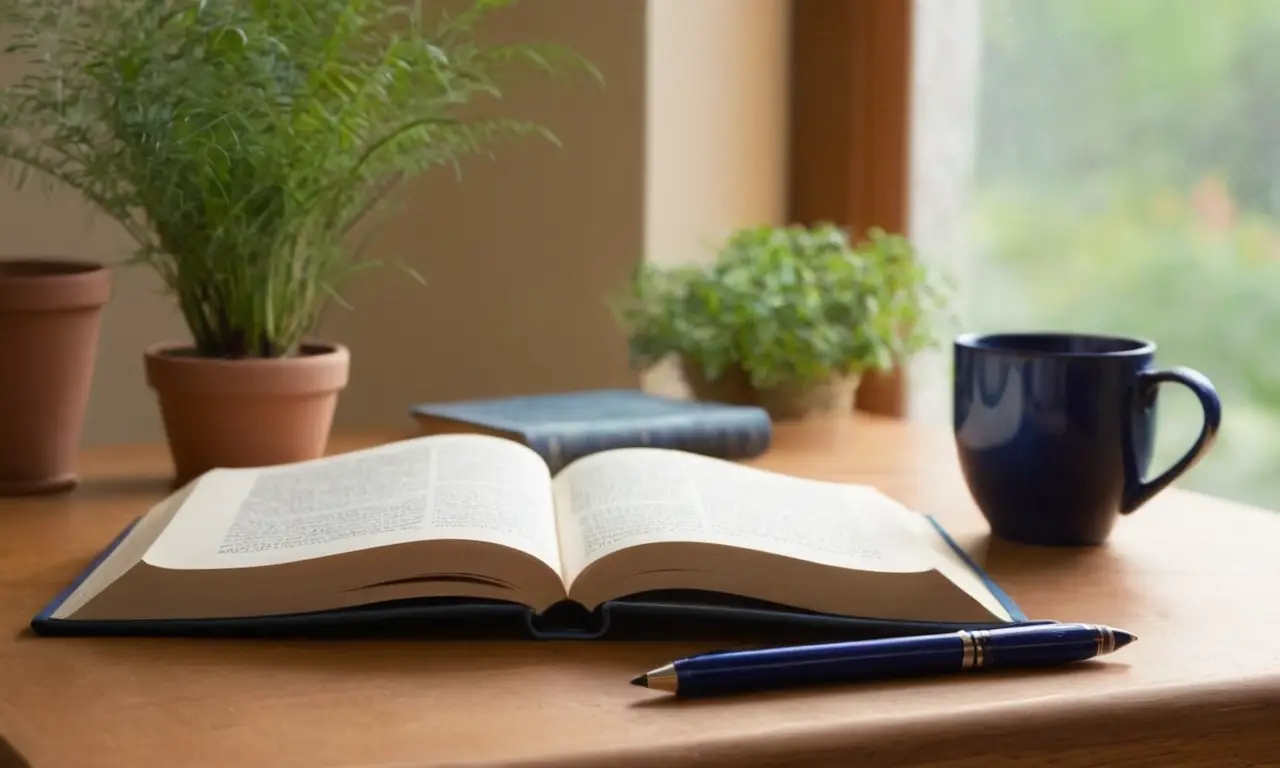 Un livre ouvert sur un bureau en bois