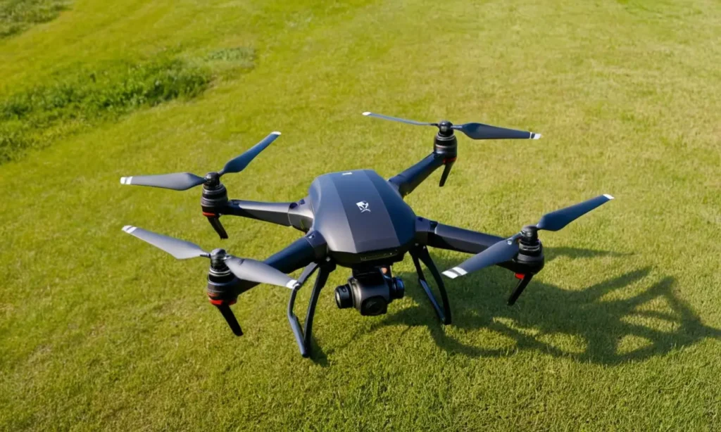 Drone moderne en vol sous un ciel bleu