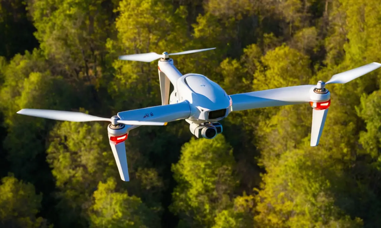 Drone sophistiqué dans un paysage naturel