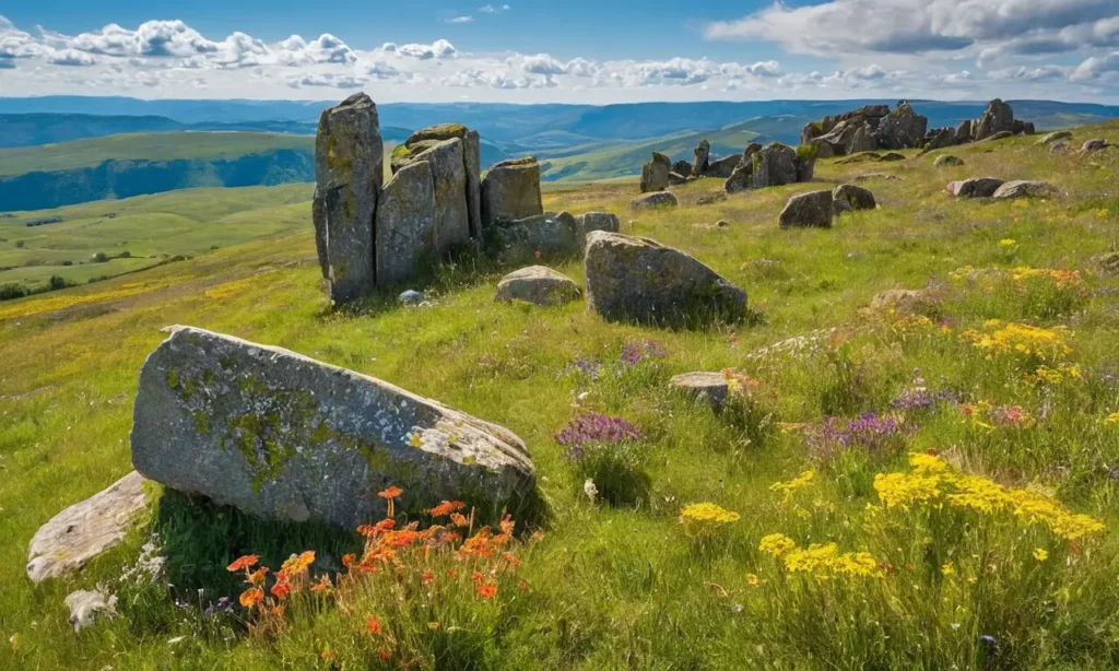 Piliers anciens dans un paysage mystérieux