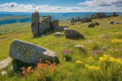 Piliers anciens dans un paysage mystérieux