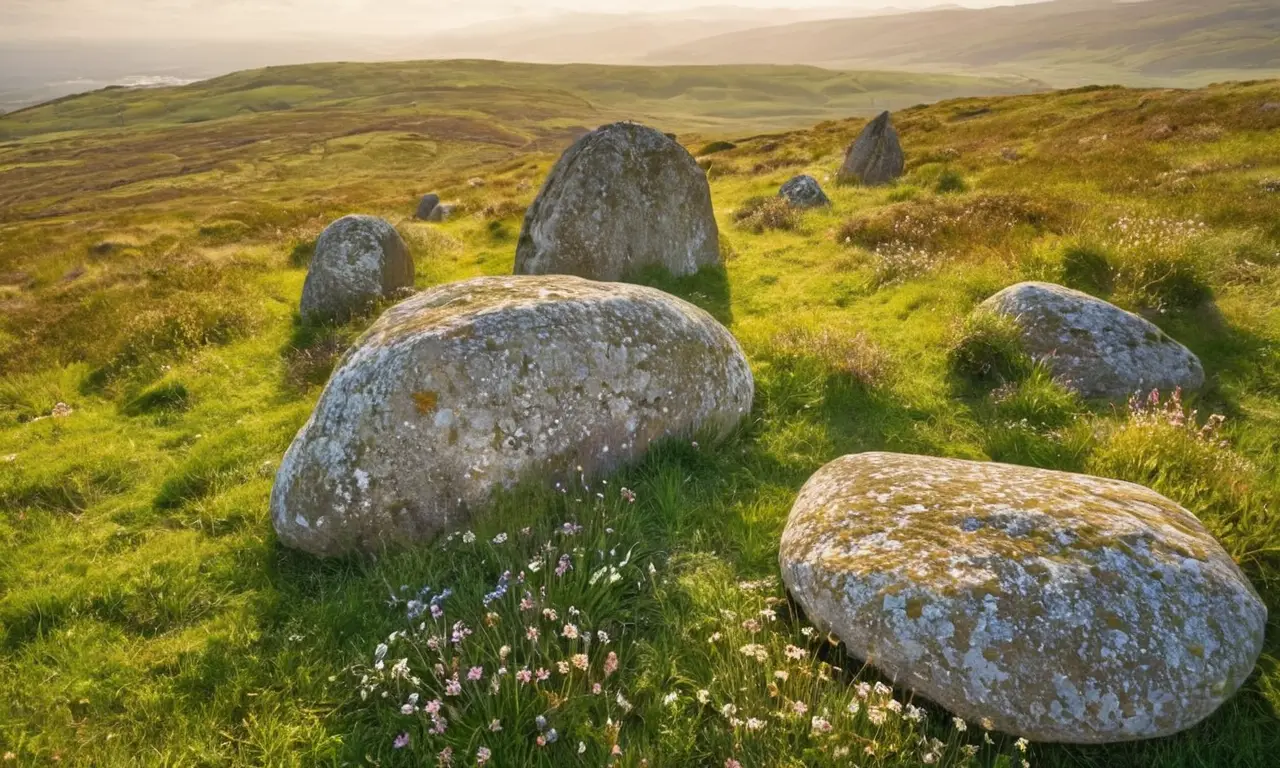 Monolithes anciens dans un paysage serein