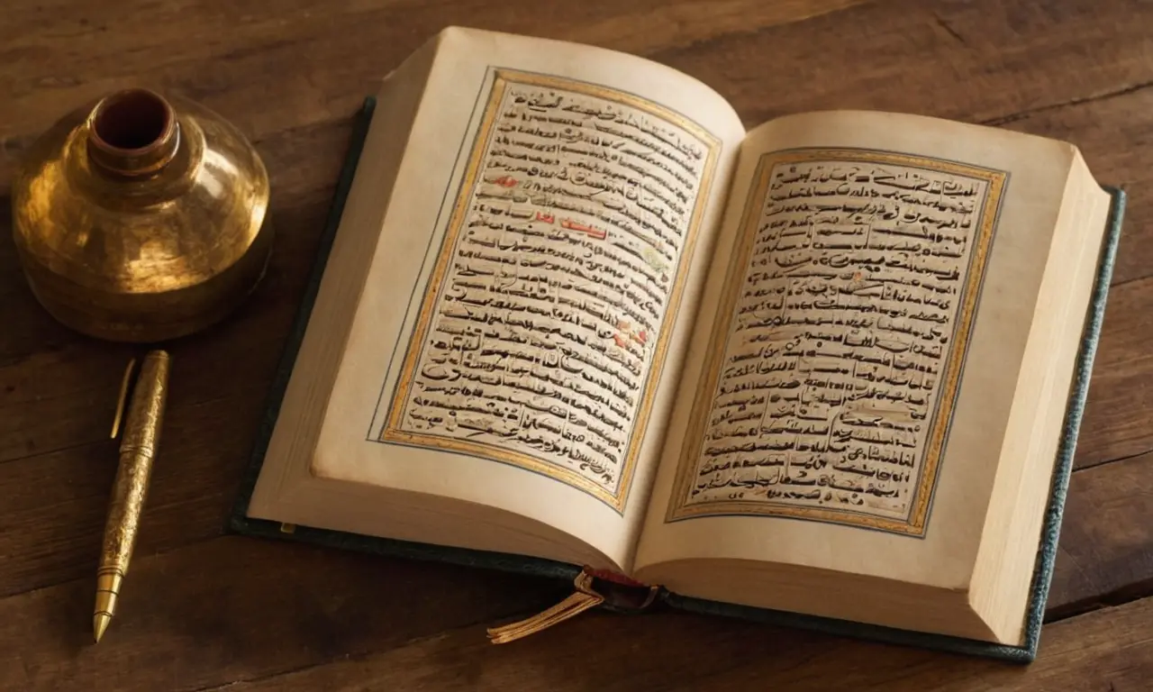 Un livre arabe ouvert sur une table