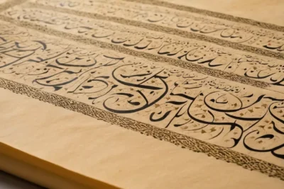 Calligraphie arabe riche en détails et couleurs