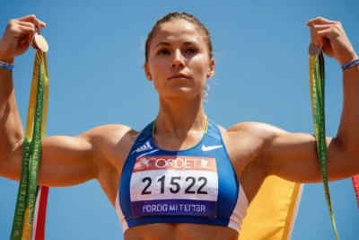 Un athlète triomphant sur le podium