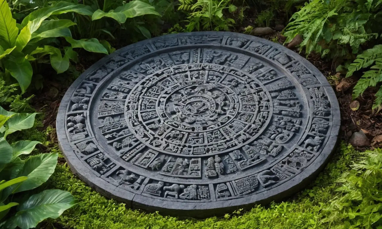Calendrier maya ancien dans la jungle verdoyante