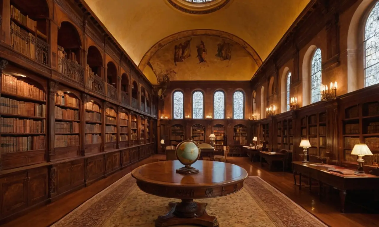 Bibliothèque majestueuse, riche en histoire et lumière
