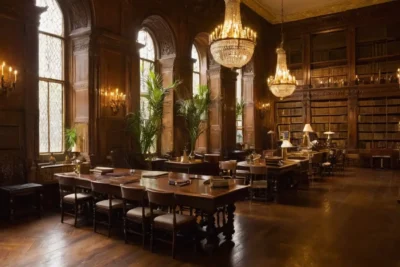Intérieur de bibliothèque ancienne