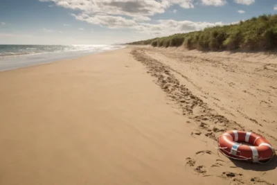 Plage historique animée par des soldats