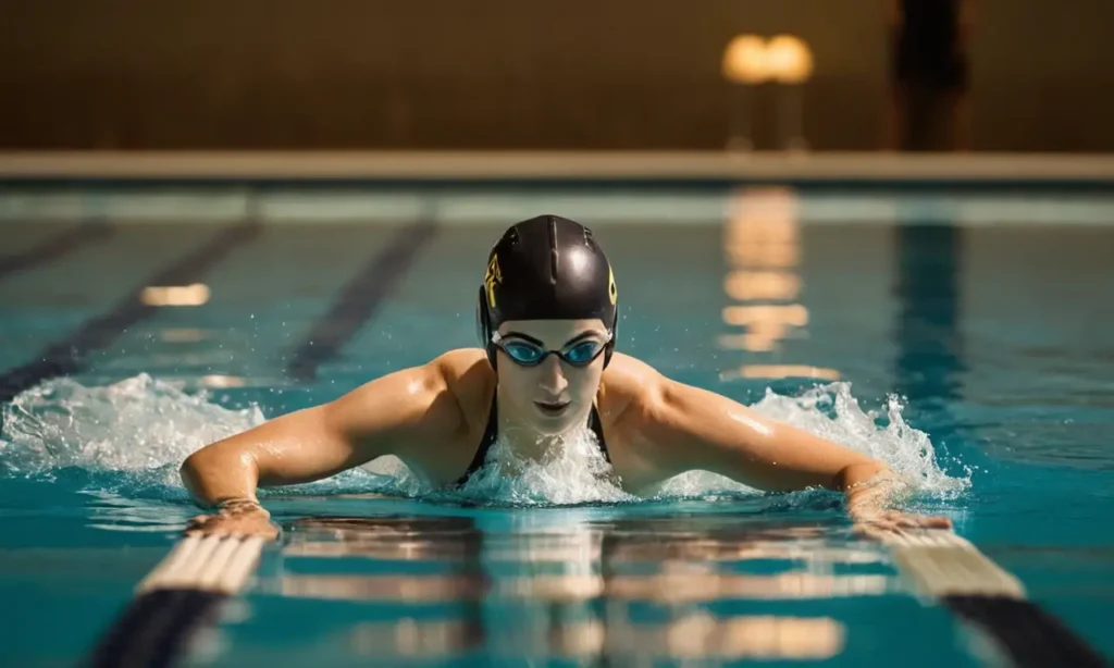 Nageur concentré prêt à sauter dans la piscine