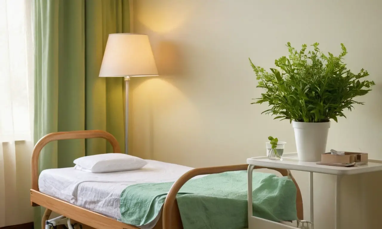 Chambre dhôpital apaisante, lumière doucereuse