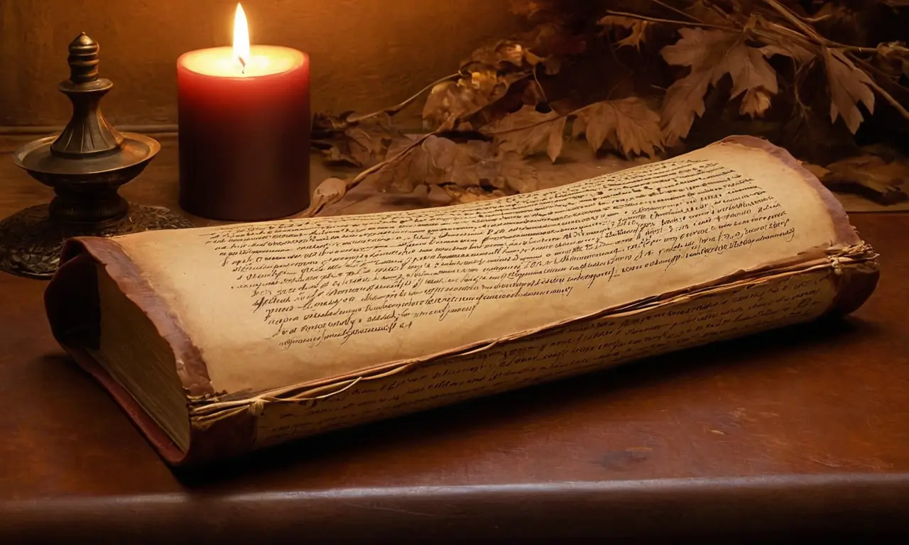 Un ancien écrit, lumière tamisée, charme intemporel