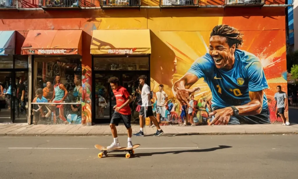 Scène urbaine dynamique avec sportifs en action