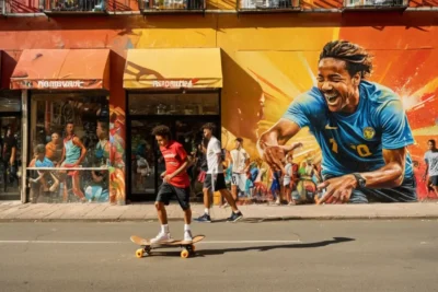 Scène urbaine dynamique avec sportifs en action