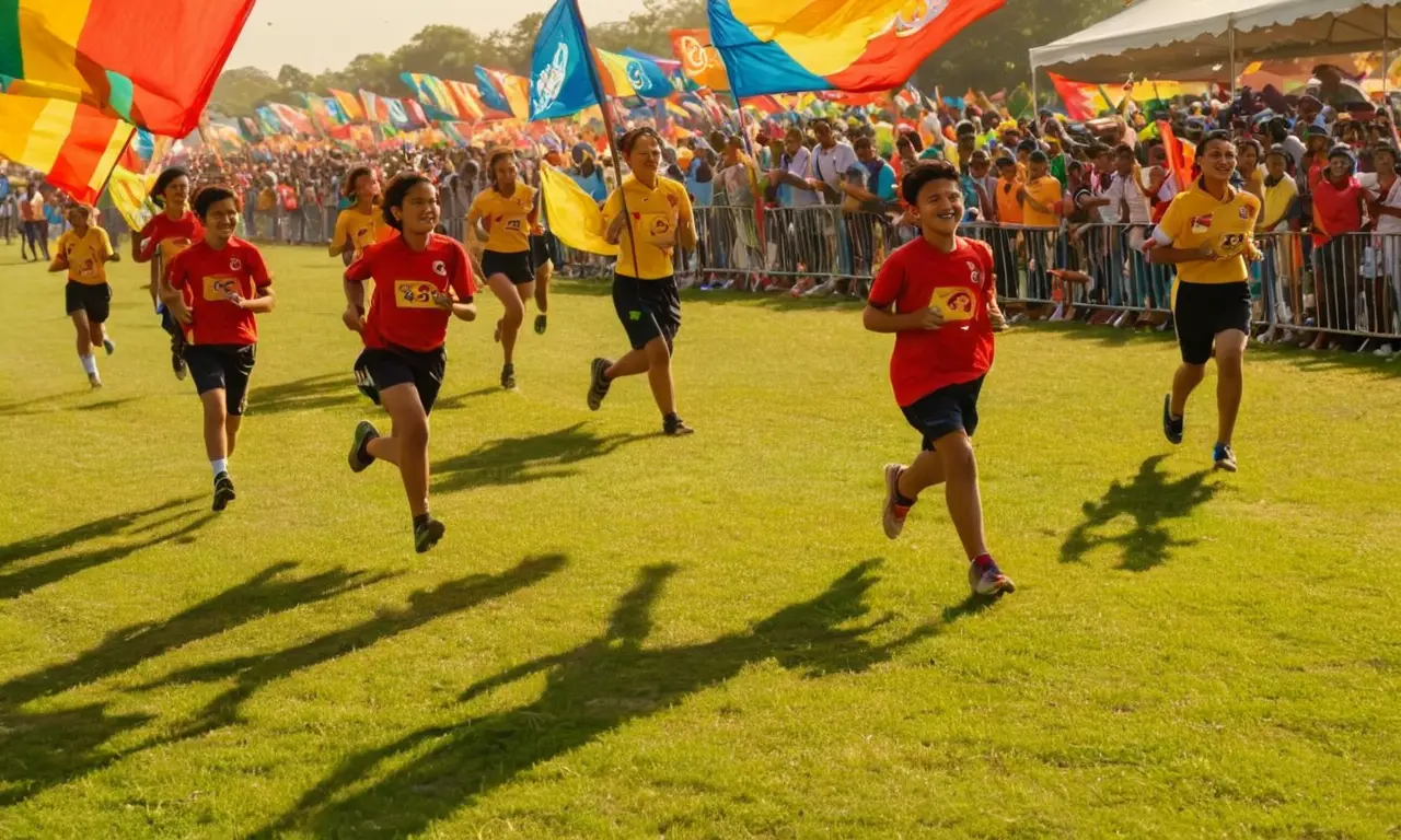 Festival sportif animé, joie et camaraderie