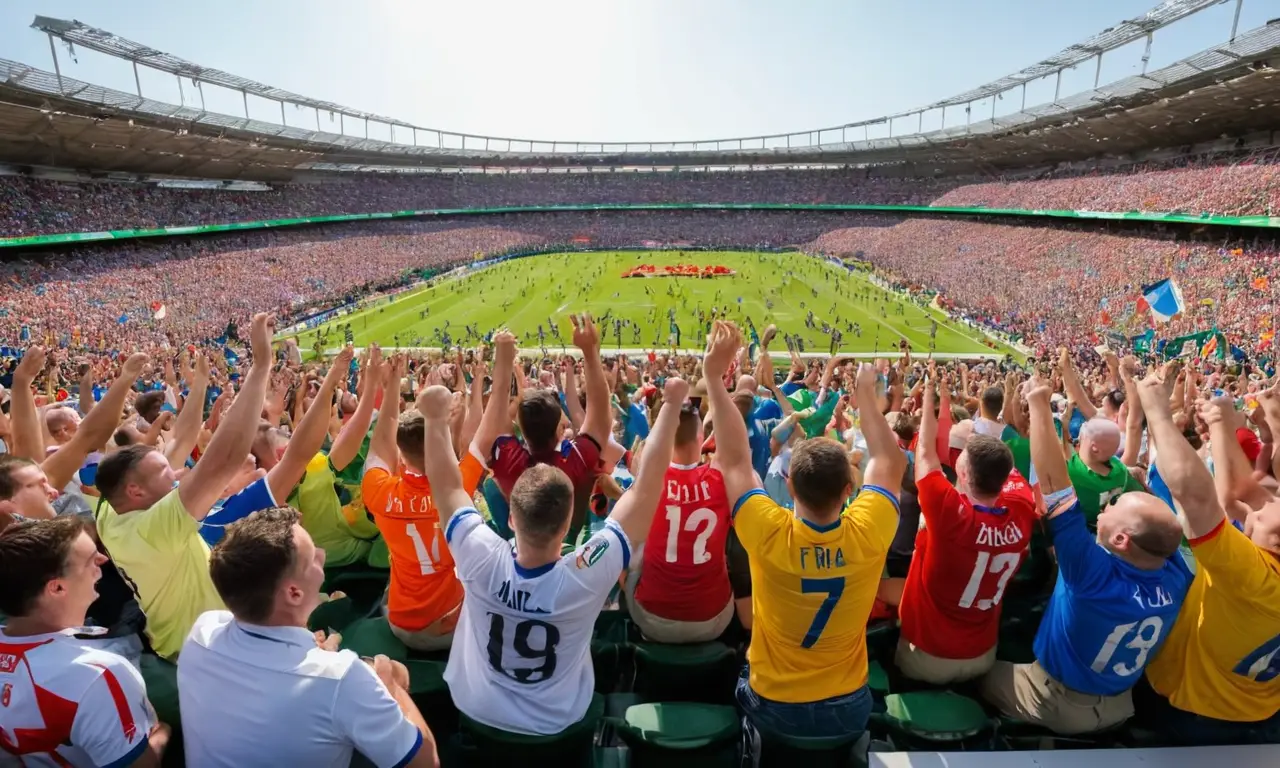 Stade animé avec fans et action sportive