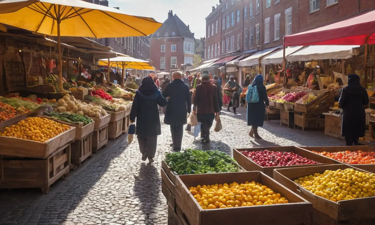 Un marché animé rempli de vie et couleurs