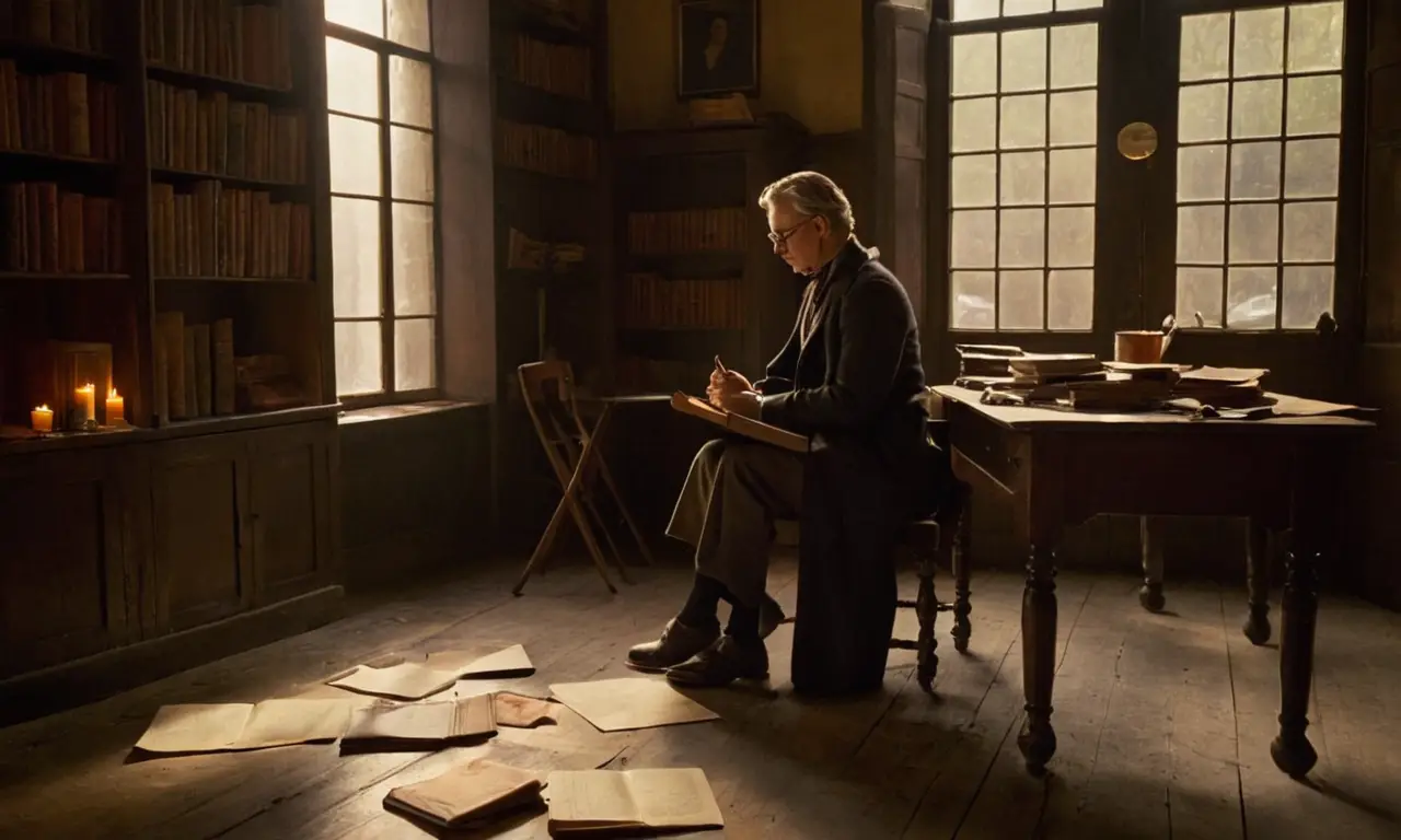 Une pièce sombre, pleine de livres et pensées