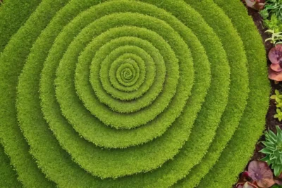 Jardin luxuriant avec motifs de Fibonacci