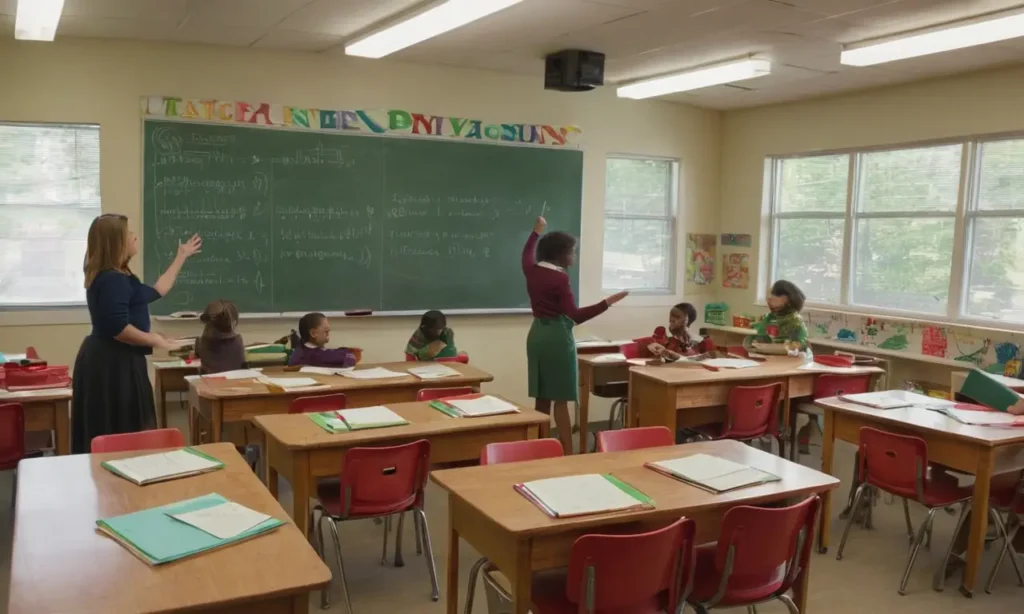Salle de classe animée et lumineuse