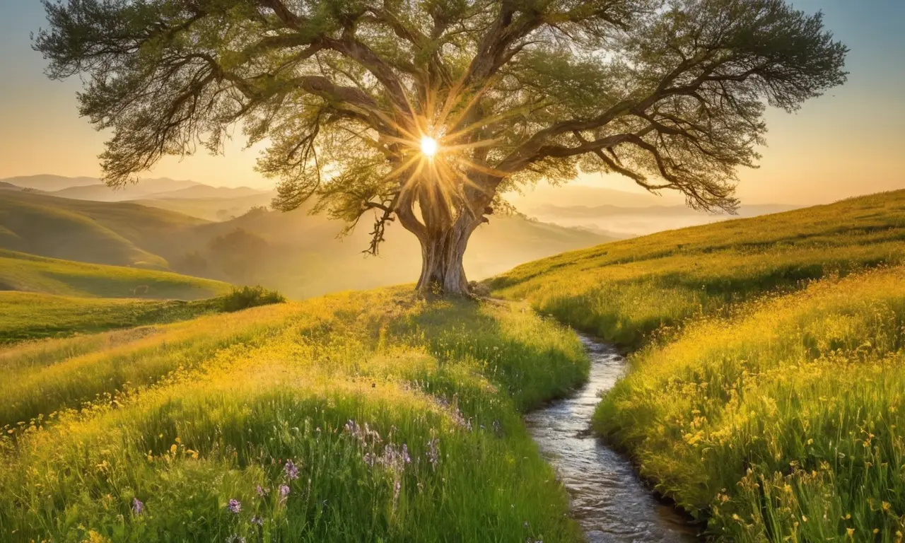 Un paysage serein harmonieusement équilibré
