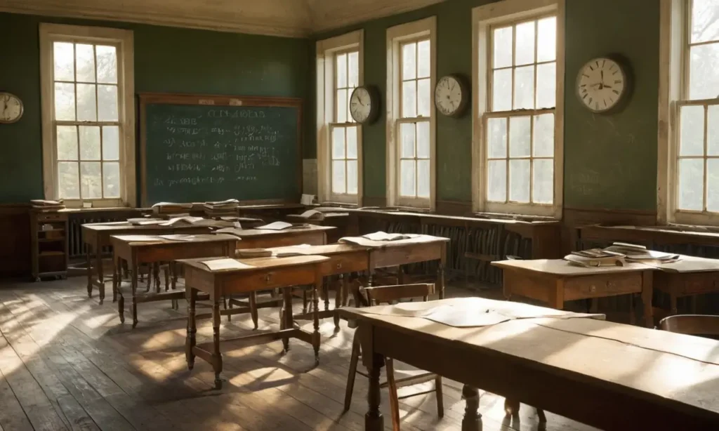 Salle de classe sombre et usée