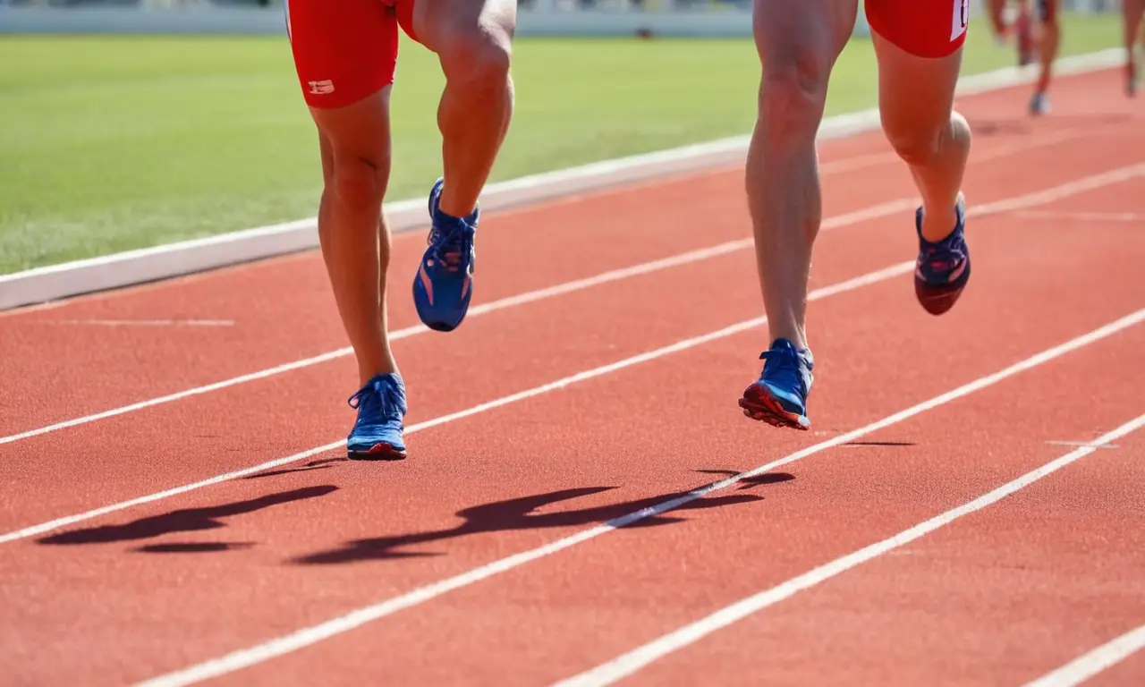 Piste dathlétisme animée sous un soleil éclatant
