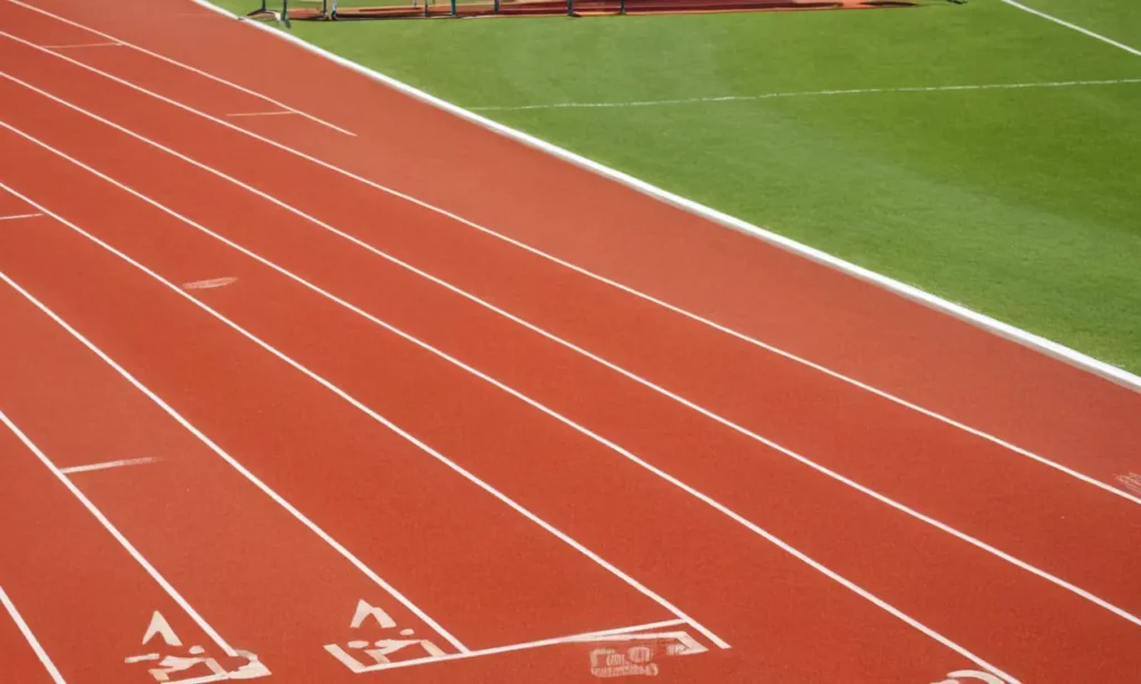Piste dathlétisme sous un ciel ensoleillé