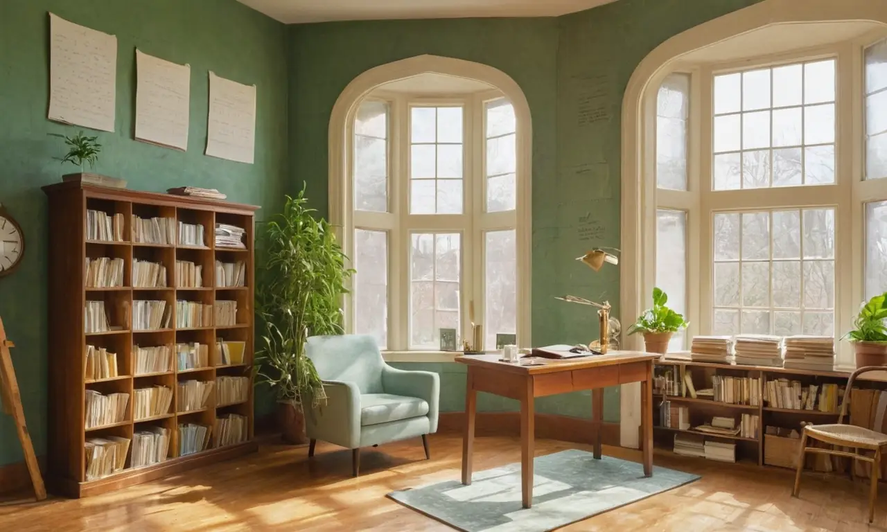 Chambre détude ensoleillée, calme et inspirante