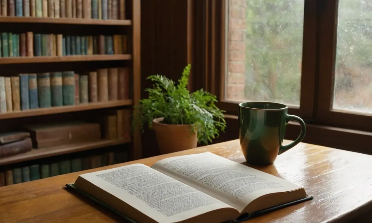 Table en bois, livres, café, lumière douce