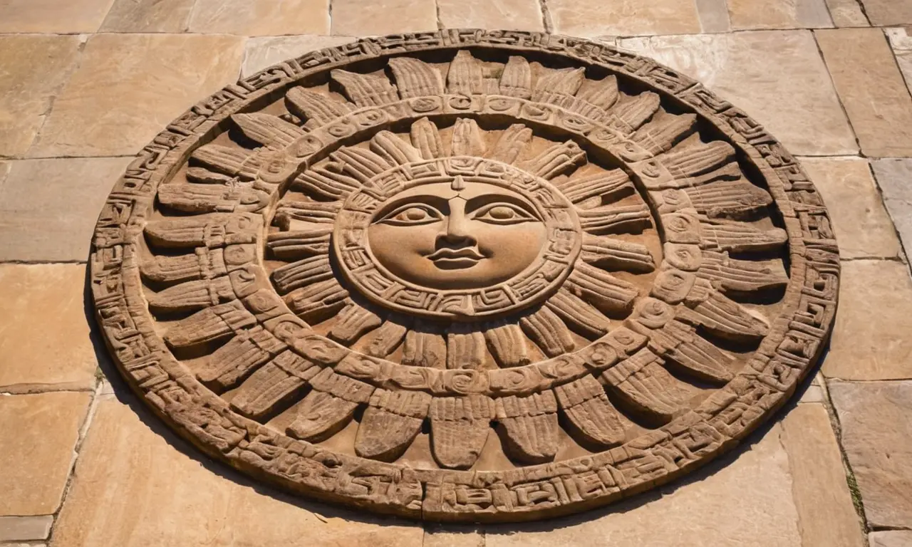 Sculpture solaire aztèque, détails complexes et historiques