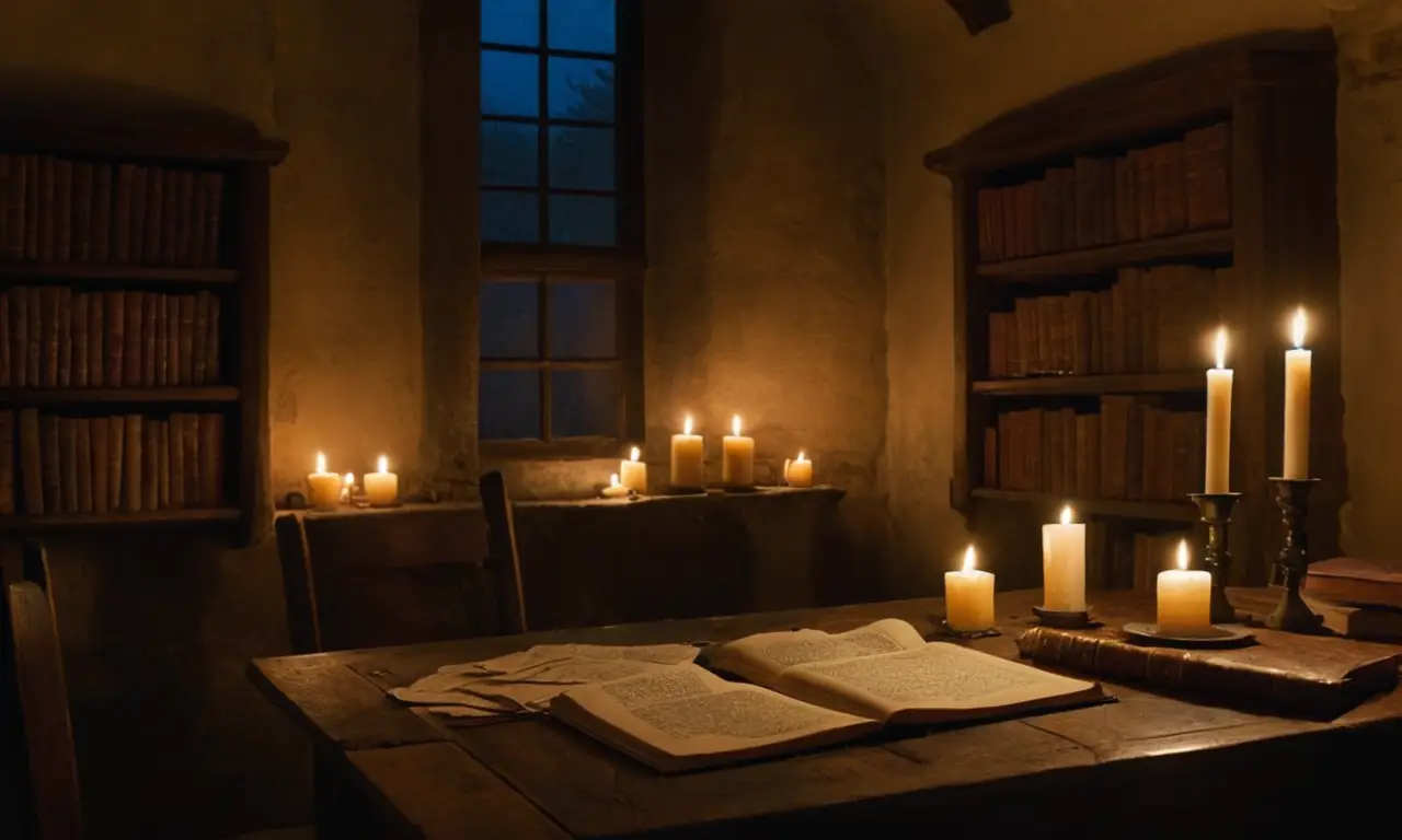 Un bureau médiéval chargé de livres anciens