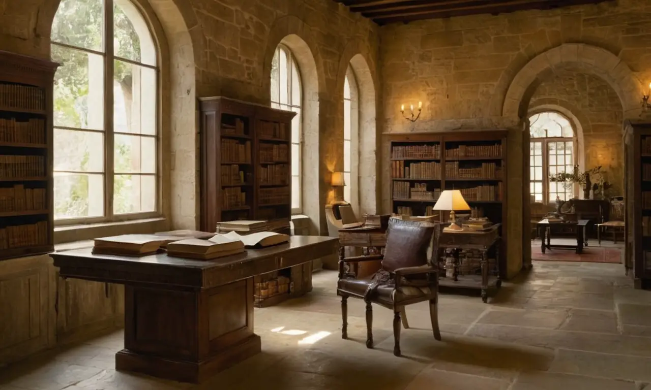 Une pièce sombre remplie de livres anciens