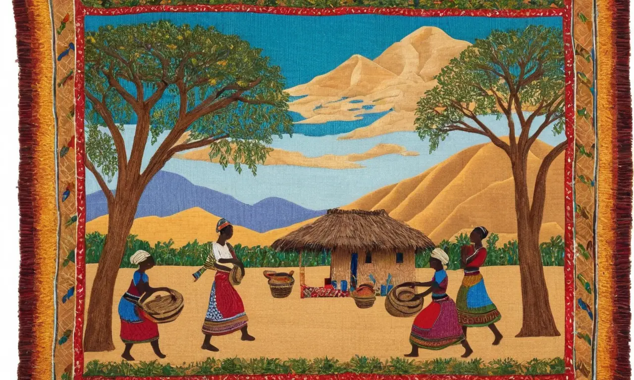 Paysage africain vibrant mêlant nature et culture