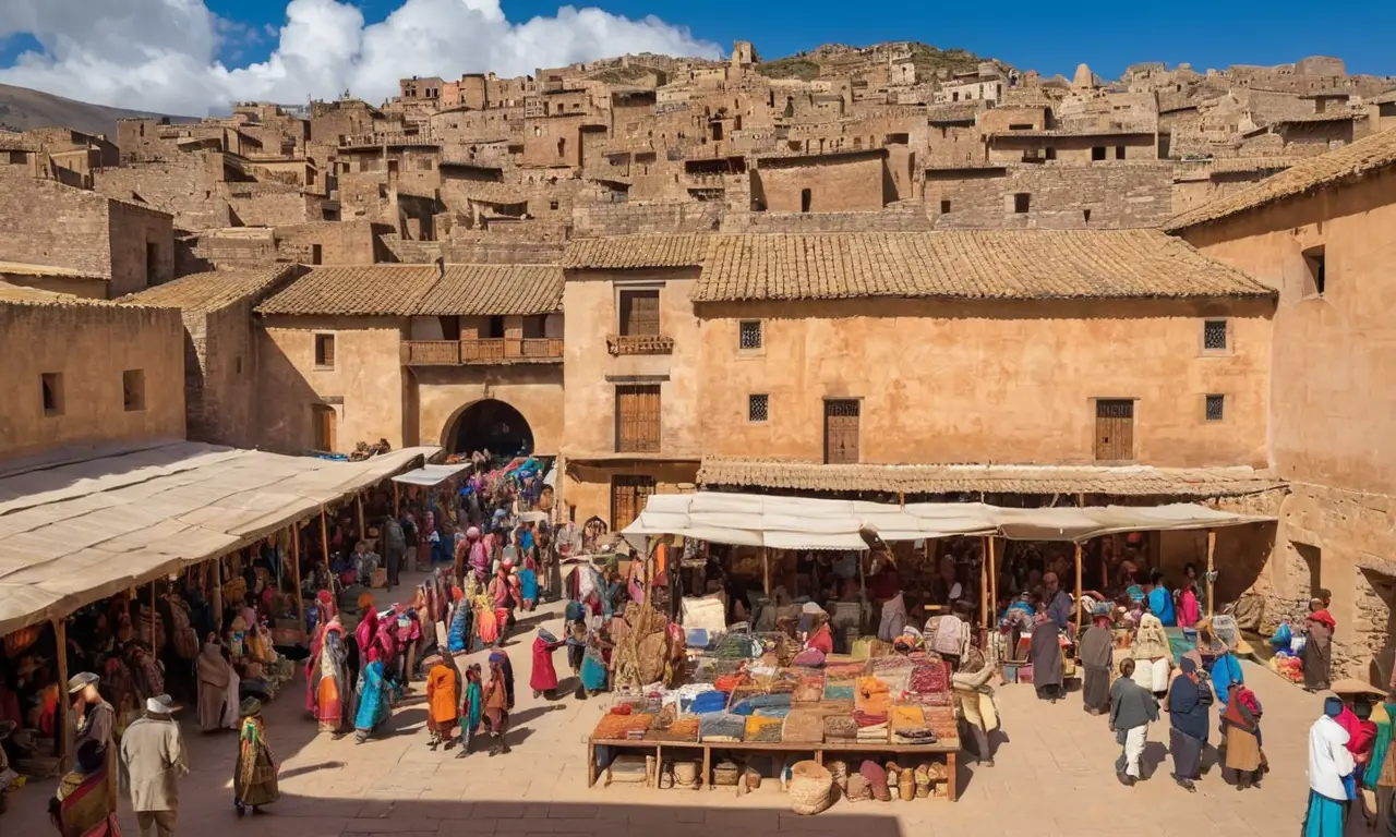 Marché inca animé avec culture riche