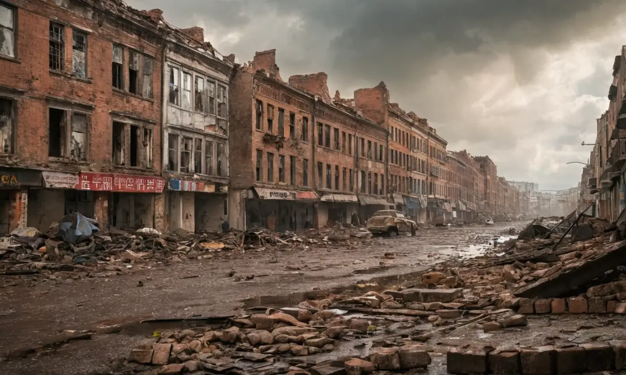 Ville détruite, désolation et espoir fragile