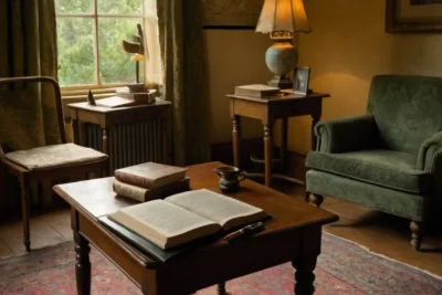 Chambre sombre avec objets et lumière douce