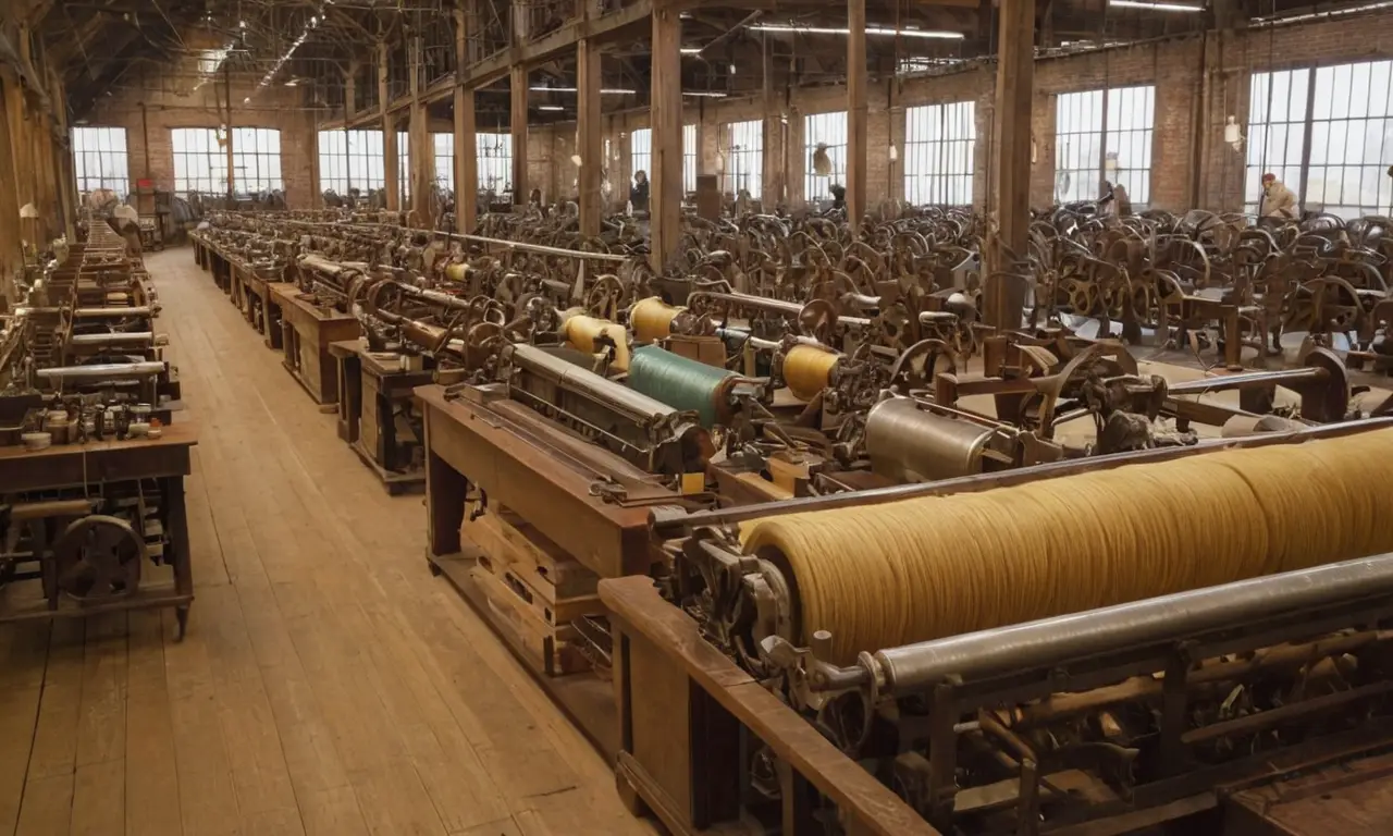 Une usine textile animée remplie de couleurs